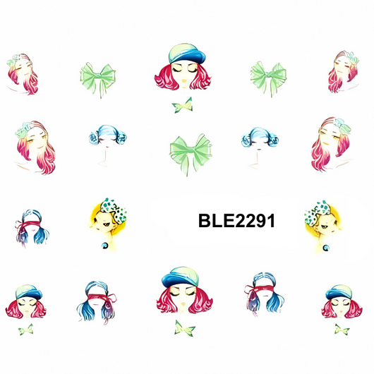 Nail Art Water Transfer Decals, Vintage, Women, Multicolor, BLE-2291 - BEADED CREATIONS