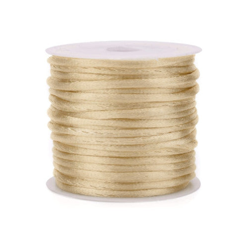 Nylon Cord, Rattail, Satin Cord, Champagne, 3mm, 10-Meter Spool - BEADED CREATIONS