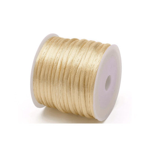 Nylon Cord, Rattail, Satin Cord, Champagne, 3mm, 10-Meter Spool - BEADED CREATIONS