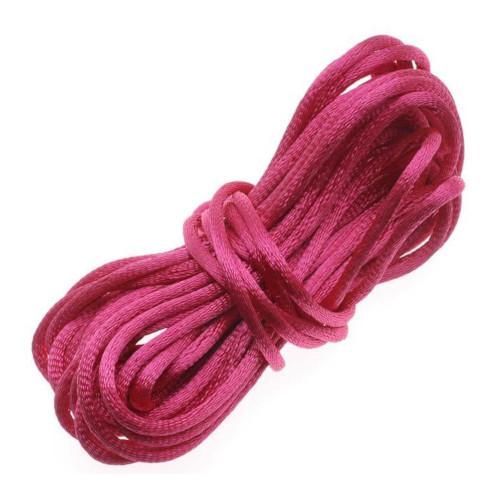 Nylon Cord, Rattail, Satin Cord, Violet Red, 2mm - BEADED CREATIONS