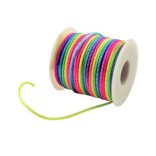 Nylon Cord, Twisted, Neon, Rainbow, 1.5mm - BEADED CREATIONS