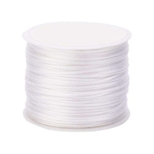 Nylon Cord, Rattail, Satin Cord, White, 3mm, 10-Meter Spool - BEADED CREATIONS