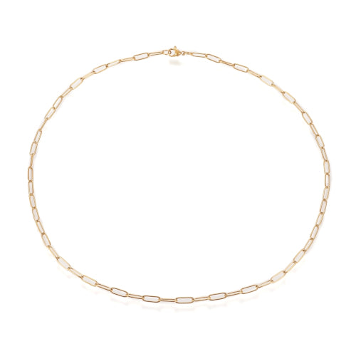 Paperclip Chain Necklace, Stainless Steel, Gold Plated, 50cm - BEADED CREATIONS