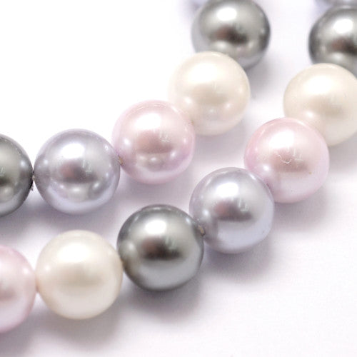 Pearl Beads, Shell Pearl Beads, Grade A, Round, Lilac Mix, 8mm - BEADED CREATIONS
