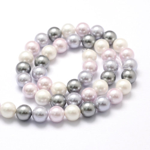 Pearl Beads, Shell Pearl Beads, Grade A, Round, Lilac Mix, 8mm - BEADED CREATIONS