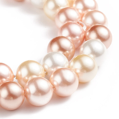 Pearl Beads, Shell Pearl Beads, Grade A, Round, Peach Mix, 8mm - BEADED CREATIONS