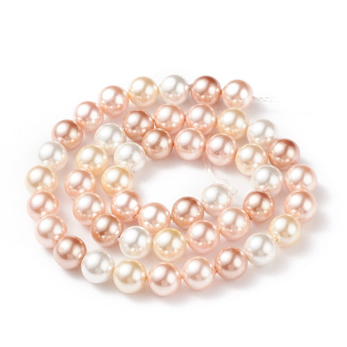 Pearl Beads, Shell Pearl Beads, Grade A, Round, Peach Mix, 8mm - BEADED CREATIONS