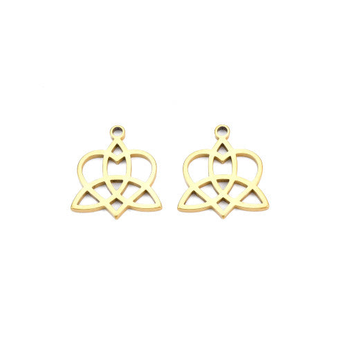 Pendants, 201 Stainless Steel, Heart With Trinity Celtic Knot, 18K Gold Plated, 21mm - BEADED CREATIONS