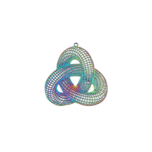 Pendants, 201 Stainless Steel, Trinity Knot, Electroplated, Rainbow, 34mm - BEADED CREATIONS