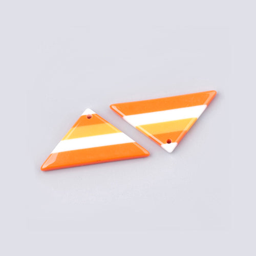 Pendants, Acetate, Triangle, Orange, Striped, Focal, 24mm - BEADED CREATIONS