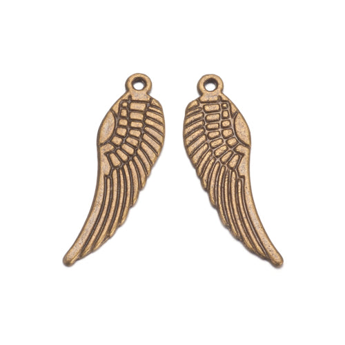 Pendants, Angel Wing, Antique Bronze, Alloy, 30mm - BEADED CREATIONS