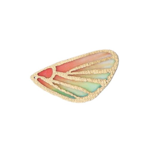 Pendants, Butterfly Wing, Peach, Pale Green, Gradient, Fabric, 30mm - BEADED CREATIONS