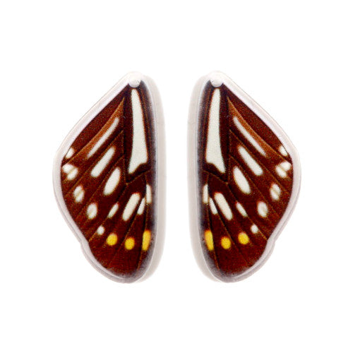 Pendants, Butterfly Wings, Brown, Resin, 36mm - BEADED CREATIONS