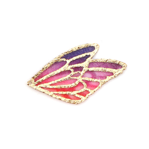 Pendants, Butterfly Wings, Purple, Rose Pink, Red, Fabric, 30mm - BEADED CREATIONS