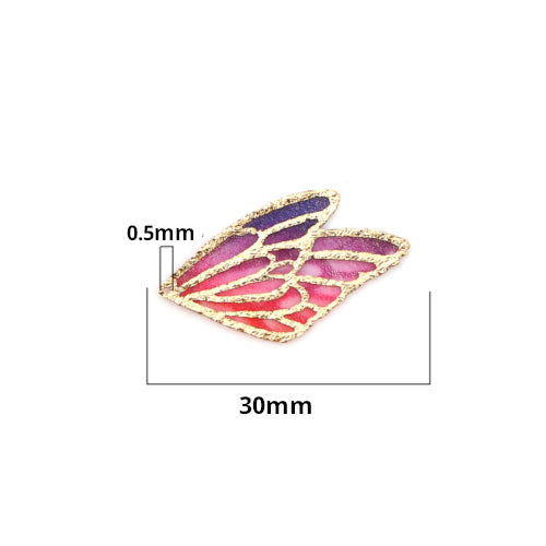 Pendants, Butterfly Wings, Purple, Rose Pink, Red, Fabric, 30mm - BEADED CREATIONS