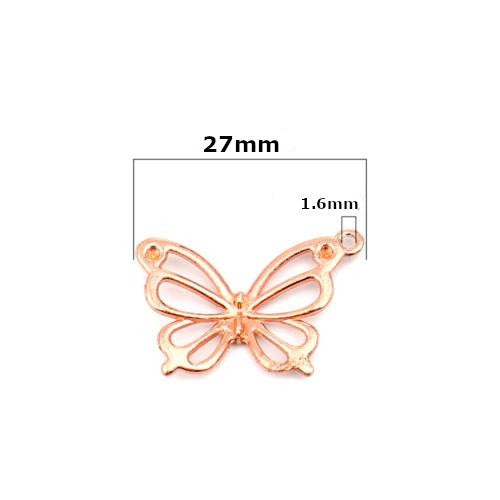 Pendants, Butterfly, Cut-Out, Rose Gold, Alloy, 27mm - BEADED CREATIONS