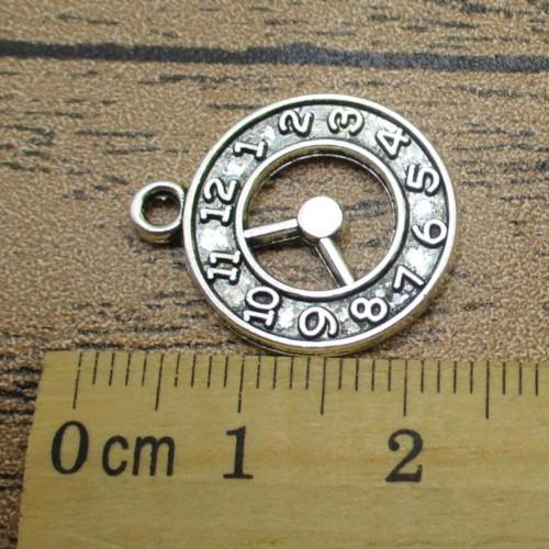 Pendants, Clock Face, Double-Sided, Antique Silver, Alloy, 21mm - BEADED CREATIONS
