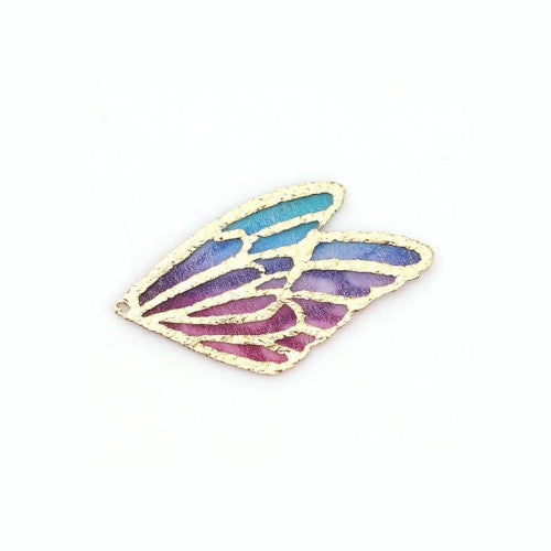 Pendants, Double Butterfly Wing, Multicolor, Gradient, Fabric, 30mm - BEADED CREATIONS