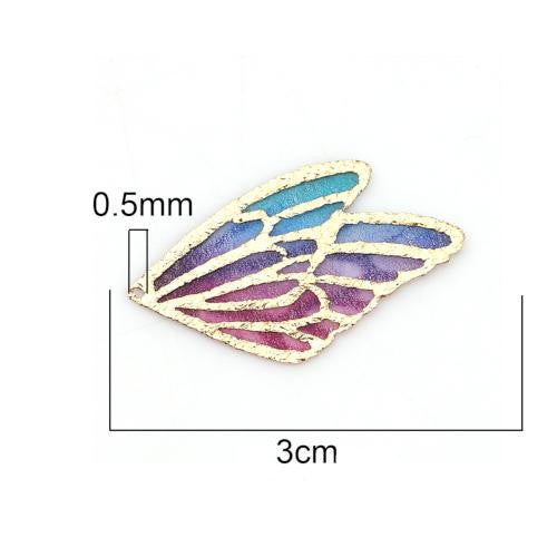 Pendants, Double Butterfly Wing, Multicolor, Gradient, Fabric, 30mm - BEADED CREATIONS