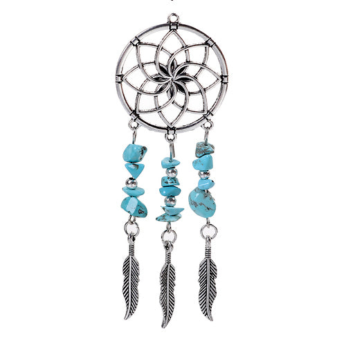 Pendants, Dreamcatcher, Turquoise, Gemstones, Antique Silver, 10.1cm - BEADED CREATIONS