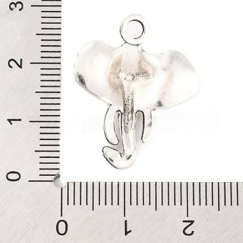 Pendants, Elephant Head, Single-Sided, Antique Silver, Alloy, 25mm - BEADED CREATIONS