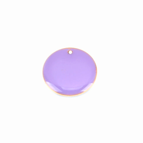 Pendants, Flat, Round, Double-Sided, Purple, Enameled, Drops, Brass, 20mm - BEADED CREATIONS