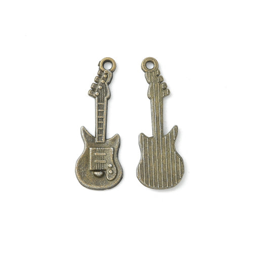 Pendants, Guitar, Antique Bronze, Alloy, 31mm - BEADED CREATIONS