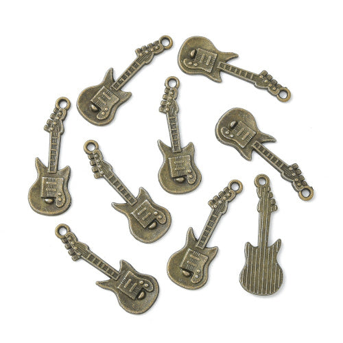 Pendants, Guitar, Antique Bronze, Alloy, 31mm - BEADED CREATIONS