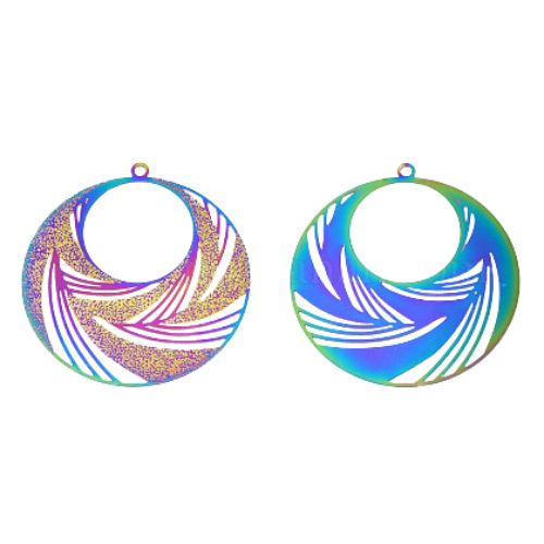 Pendants, Gypsy Hoop, Laser-Cut, Stainless Steel, (IP), Rainbow, 43mm - BEADED CREATIONS