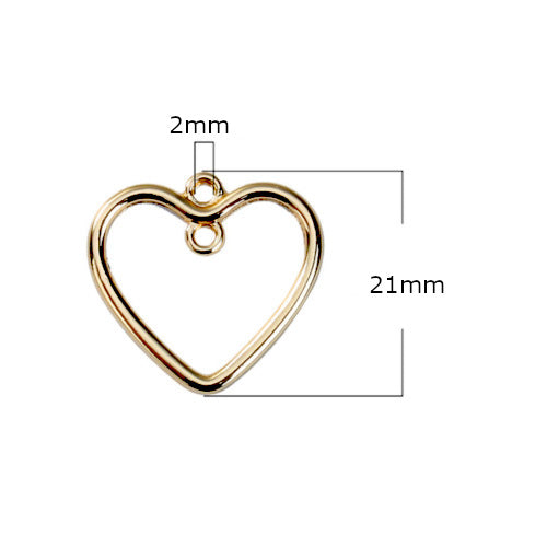 Pendants, Heart, Open, With Double Loop, Light Gold, Alloy, 21mm - BEADED CREATIONS