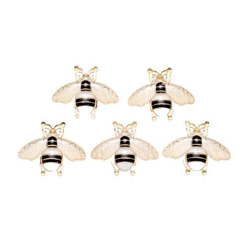 Pendants, Honey Bee, Acrylic, Transparent, Antique White, Black, Light Gold, 26.5mm - BEADED CREATIONS