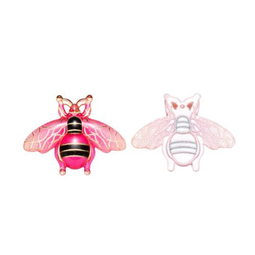 Pendants, Honey Bee, Acrylic, Transparent, Fuchsia, Black, Light Gold, 26.5mm - BEADED CREATIONS