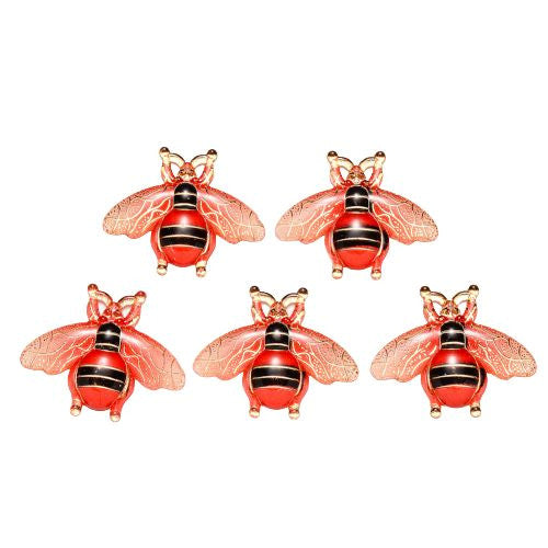 Pendants, Honey Bee, Acrylic, Transparent, Orange, Black, Light Gold, 26.5mm