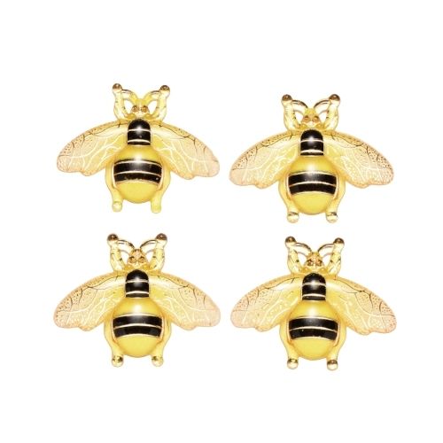 Pendants, Honey Bee, Acrylic, Transparent, Yellow, Black, Light Gold, 26.5mm - BEADED CREATIONS