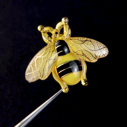 Pendants, Honey Bee, Acrylic, Transparent, Yellow, Black, Light Gold, 26.5mm - BEADED CREATIONS