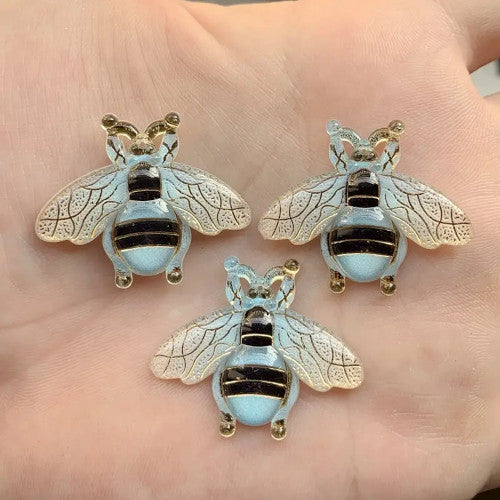 Pendants, Honey Bee, Acrylic, Transparent, Antique White, Black, Light Gold, 26.5mm - BEADED CREATIONS