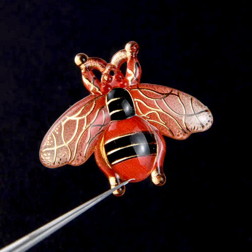 Pendants, Honey Bee, Acrylic, Transparent, Orange, Black, Light Gold, 26.5mm - BEADED CREATIONS