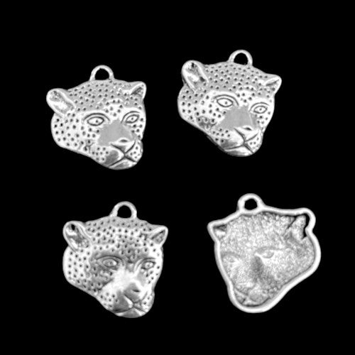 Pendants, Leopard Head, Single-Sided, Antique Silver, Alloy, 20mm - BEADED CREATIONS