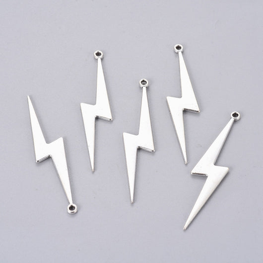 Pendants, Lightning Bolt, Tibetan Style, Antique Silver, Alloy, 52mm - BEADED CREATIONS