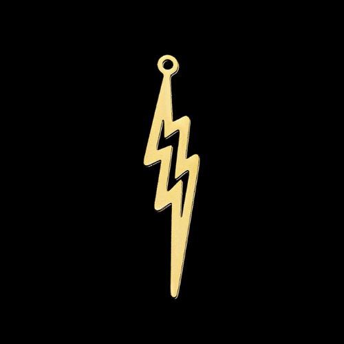 Pendants, Lightning Bolt, Laser-Cut, Gold, Stainless Steel, 38mm - BEADED CREATIONS