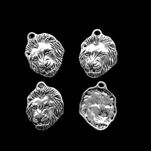 Pendants, Lion Head, Single-Sided, Antique Silver, Alloy, 23mm - BEADED CREATIONS