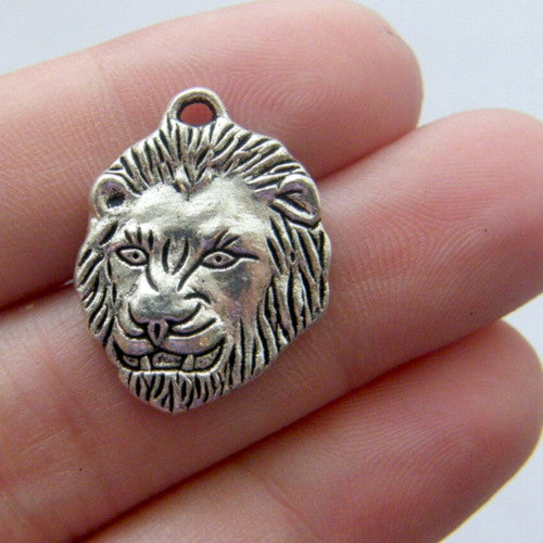 Pendants, Lion Head, Single-Sided, Antique Silver, Alloy, 23mm - BEADED CREATIONS