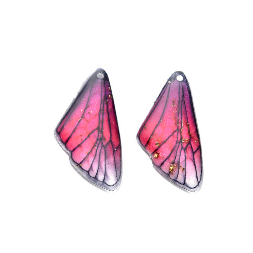 Pendants, Resin, Butterfly Wings, Transparent, Mixed Colors, 24.5mm - BEADED CREATIONS