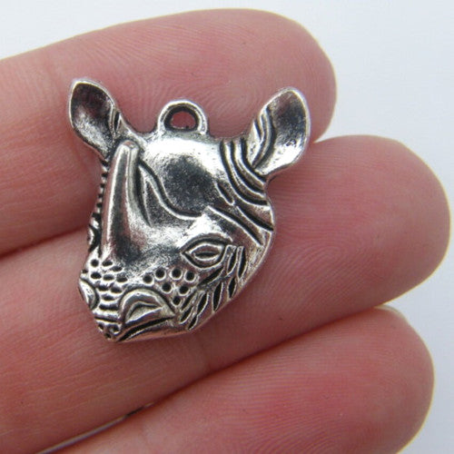 Pendants, Rhino Head, Single-Sided, Antique Silver, Alloy, 23mm - BEADED CREATIONS