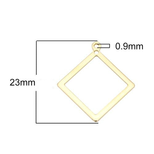 Pendants, Rhombus, Laser-Cut, 18K Gold Plated, Focal, Drop, Brass, 23mm - BEADED CREATIONS