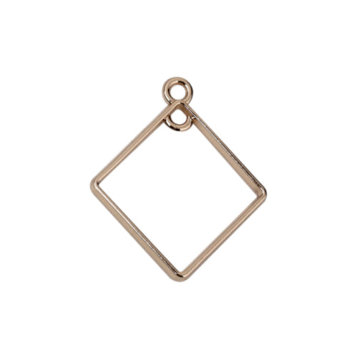 Pendants, Rhombus, Open, With Double Loop, Light Gold, Alloy, 31mm - BEADED CREATIONS