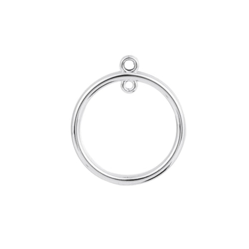 Pendants, Round, Open, With Double Loop, Silver, Alloy, 27mm