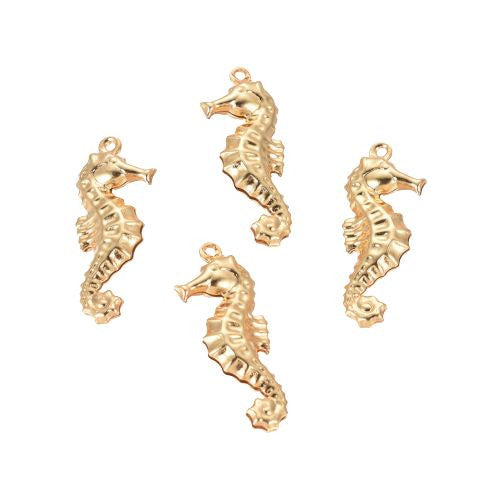 Pendants, Stainless Steel, Seahorse, Golden, 26.5mm - BEADED CREATIONS