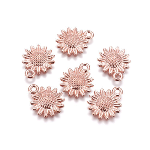 Pendants, Sunflower, Rose Gold, Alloy, 18.6mm - BEADED CREATIONS