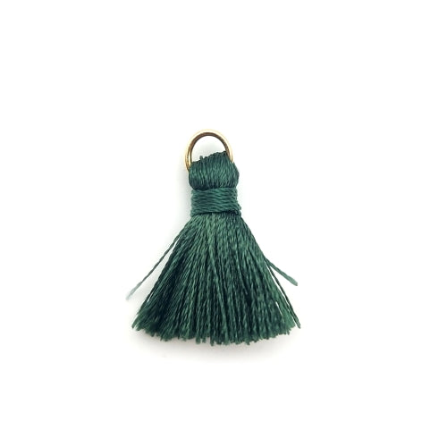 Pendants, Tassels, Dark Green, With Jump Ring, Polyester, 25mm - BEADED CREATIONS